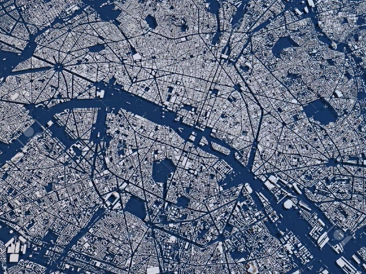 地图上的巴黎卫星 