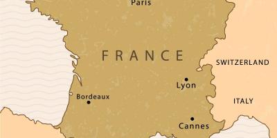 地图上的巴黎的法国地图
