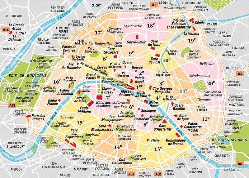 区的地图巴黎法国