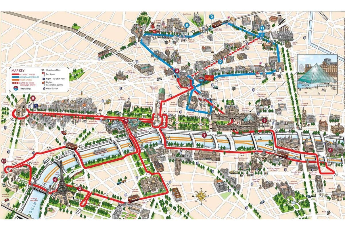 巴黎跳上跳下的巴士旅游地图