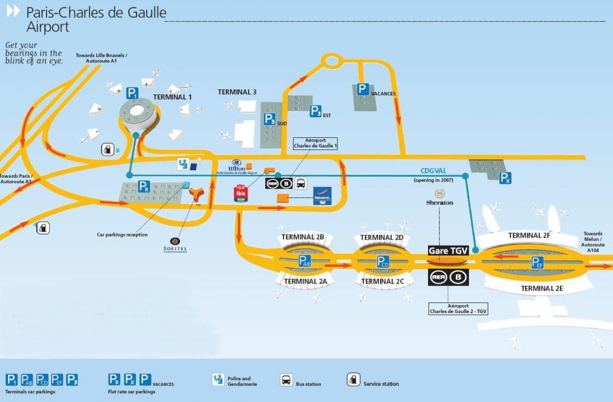 巴黎戴高乐机场的地图