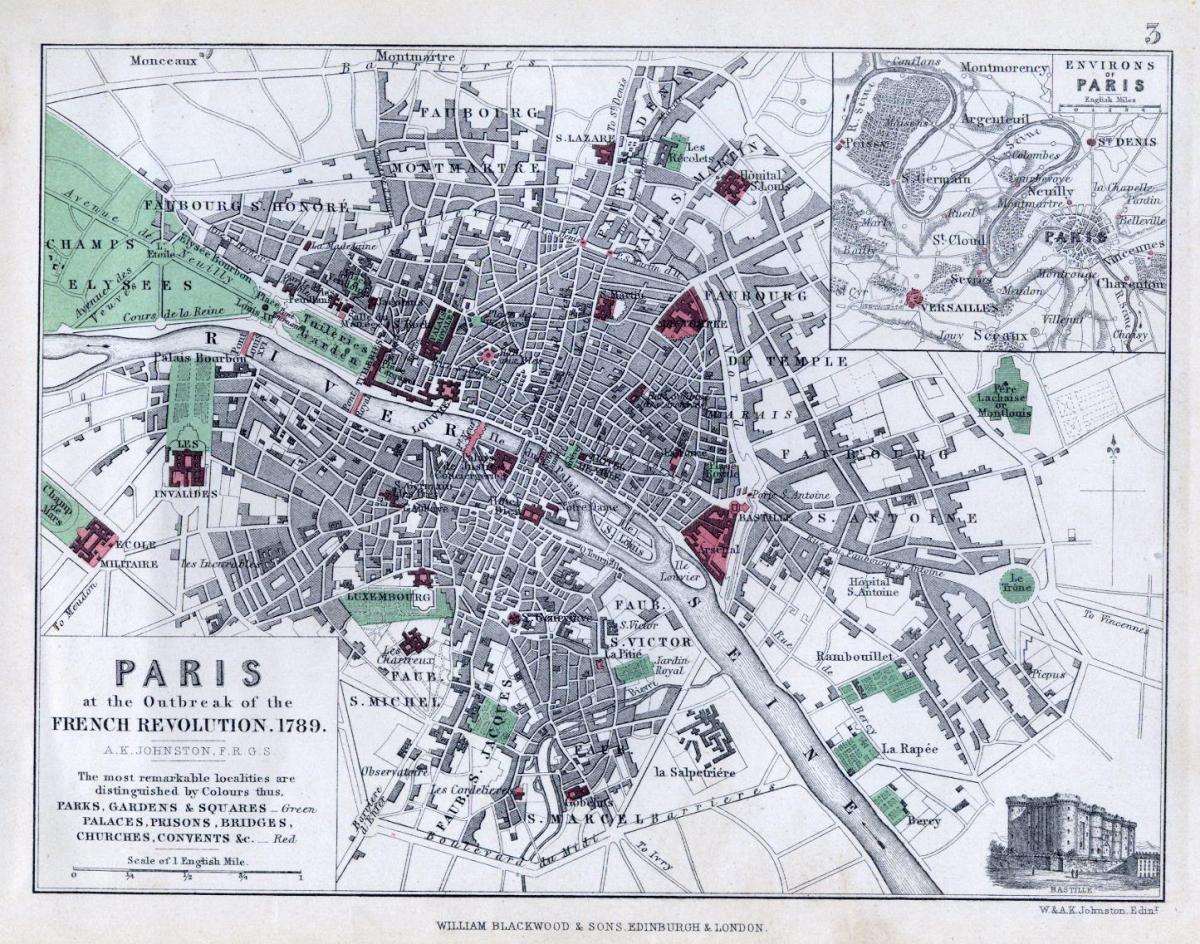 地图ofhistorical地图巴黎