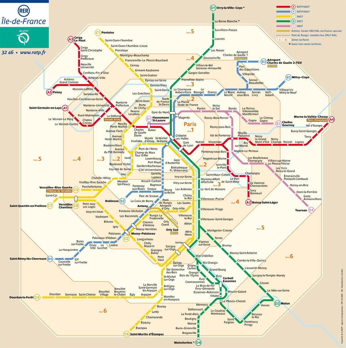 巴黎区地图的地铁