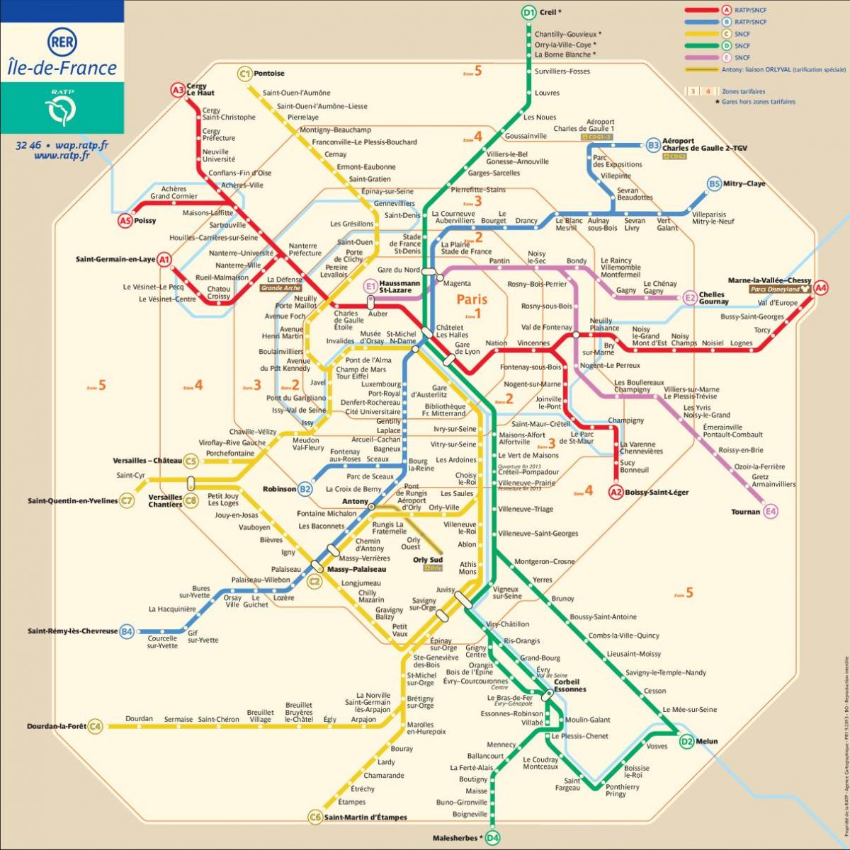 巴黎的火车路线的地图