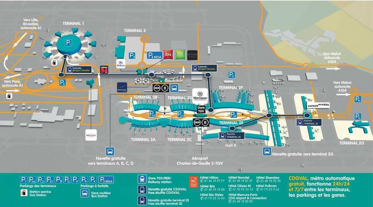 巴黎戴高乐机场的地图