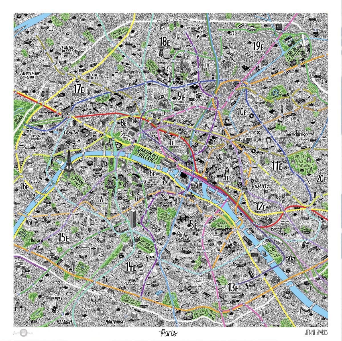 地图的手绘于巴黎
