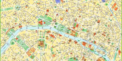 地图上的巴黎市中心的景点