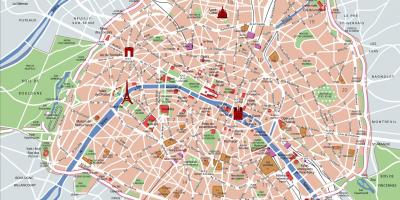 巴黎最热门的旅游景点的地图