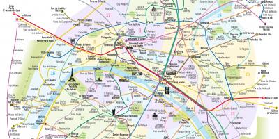 旅游地图的巴黎地铁站